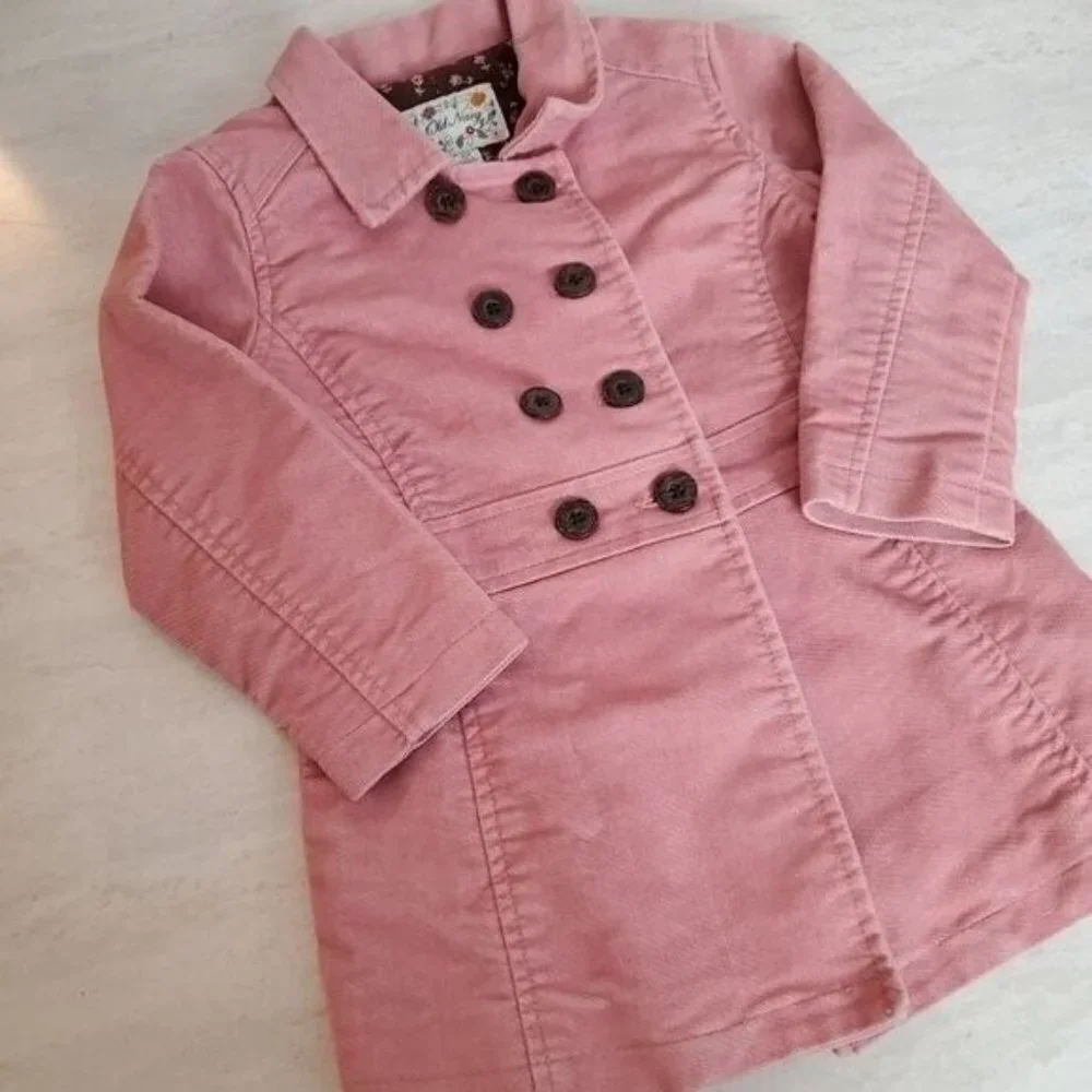 Old Navy Pink Peacoat Girls 4T Cotton Velveteen Spring‎ Victorian Classic